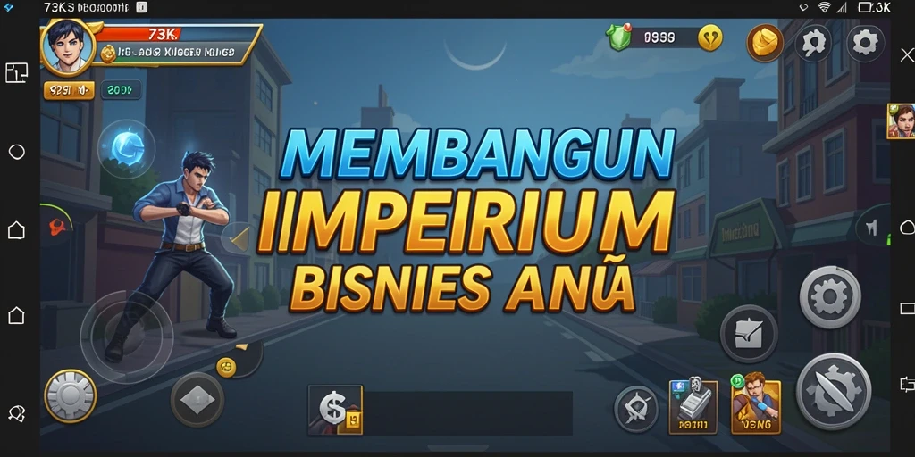 Tampilan gameplay <strong>73K</strong> menunjukkan aktivitas mengelola bisnis dengan grafis yang menawan.