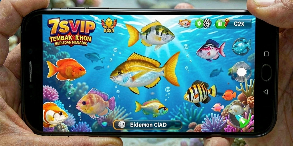 Tampilan gameplay 7SVIP dengan aksi tembak ikan yang seru.