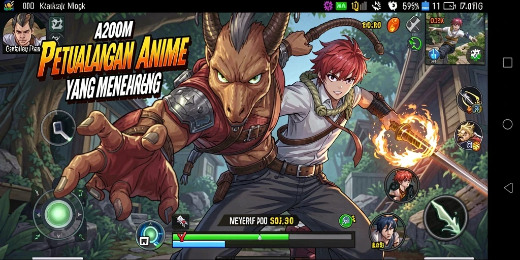 Gameplay A200M memperlihatkan serunya pertarungan dalam dunia anime.