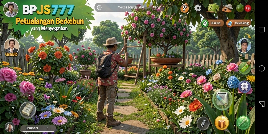 Tampilan gameplay yang seru dengan aktivitas berkebun.
