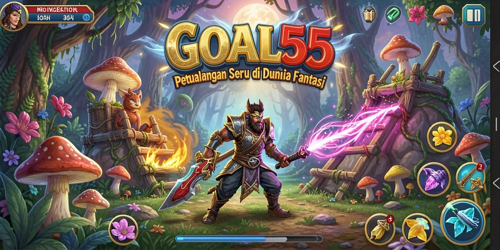 Tampilan gameplay dari GOAL55 yang mendebarkan dan penuh aksi.