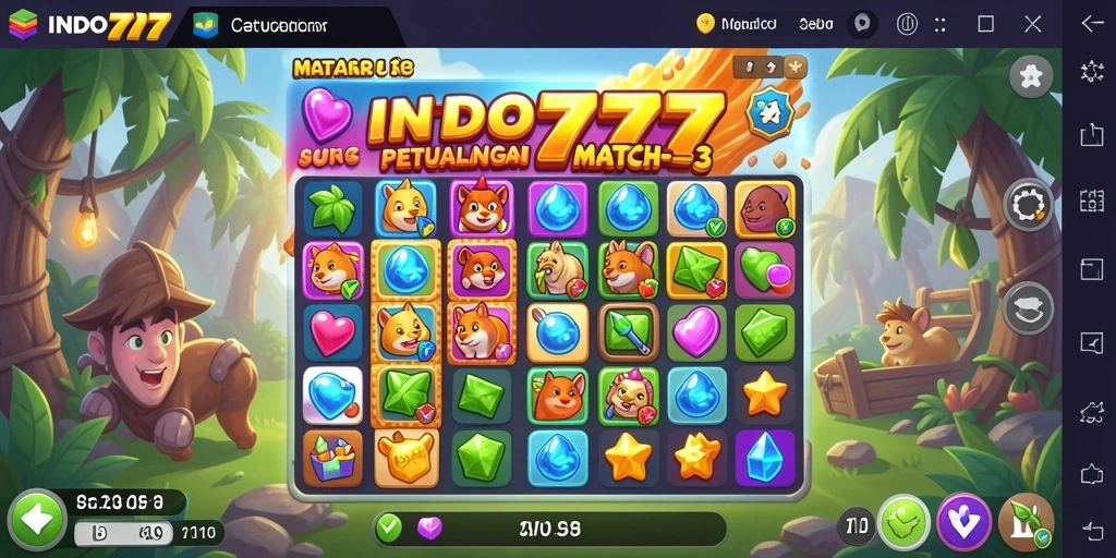 Tampilan gameplay seru dari permainan Match-3 INDO777.