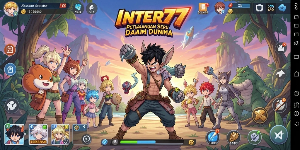 Screenshot gameplay INTER77 dengan karakter anime yang menarik.
