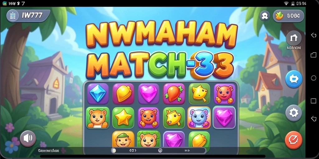 Tampilan gameplay IW777 dengan grafis match-3 yang menawan.