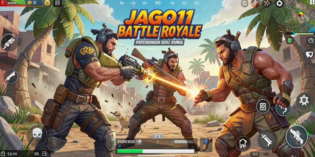 Tampilan seru gameplay JAGO11 dalam mode Battle Royale.