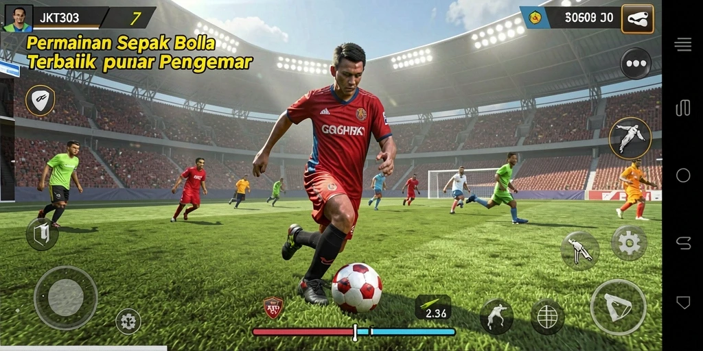 Tampilan permainan sepak bola yang seru dan mendebarkan.