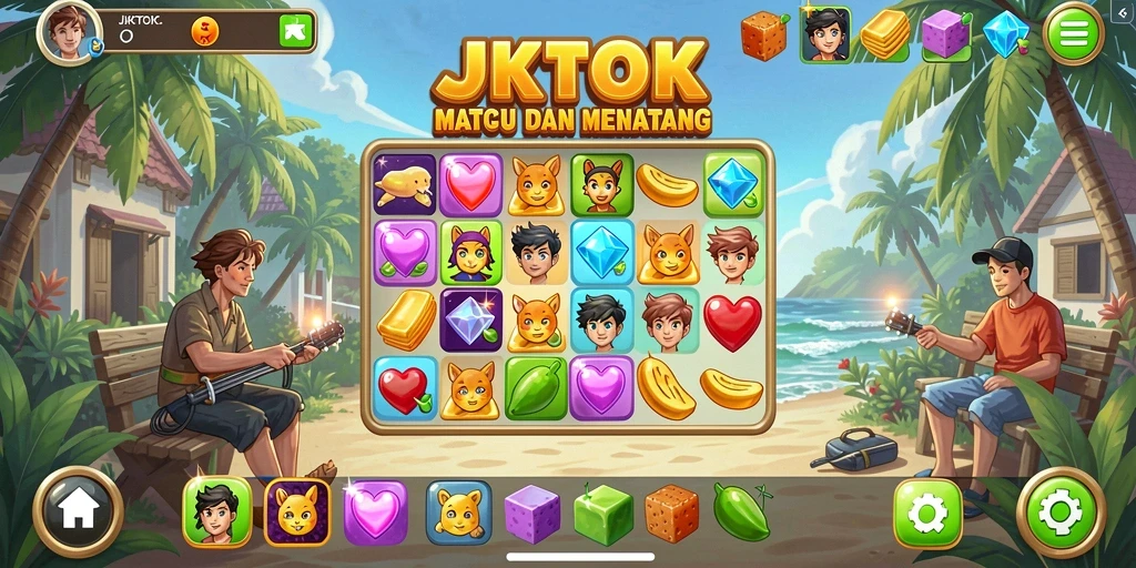 Tampilan menarik dari gameplay JKTOK Match-3 yang seru.