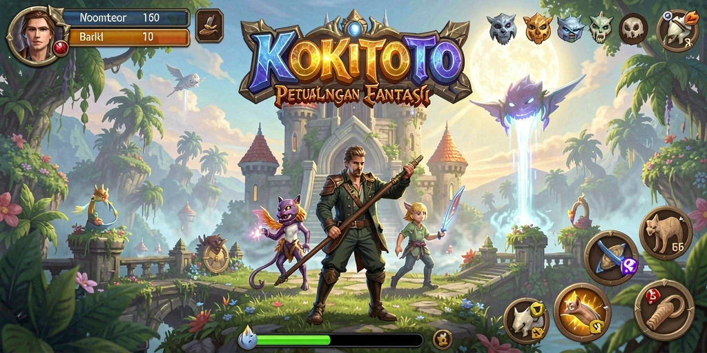 Visual gameplay KOKITOTO dengan aksi petualangan yang mendebarkan.