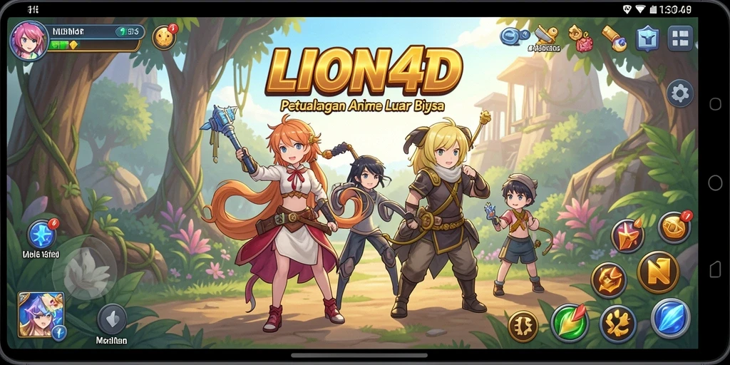 Tampilan gameplay LION4D dengan karakter Anime yang mengesankan.