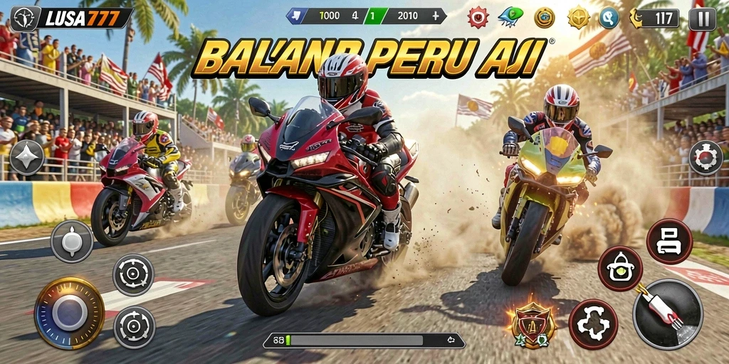 Tampilan gameplay LUSA777 dengan balapan motor yang menegangkan
