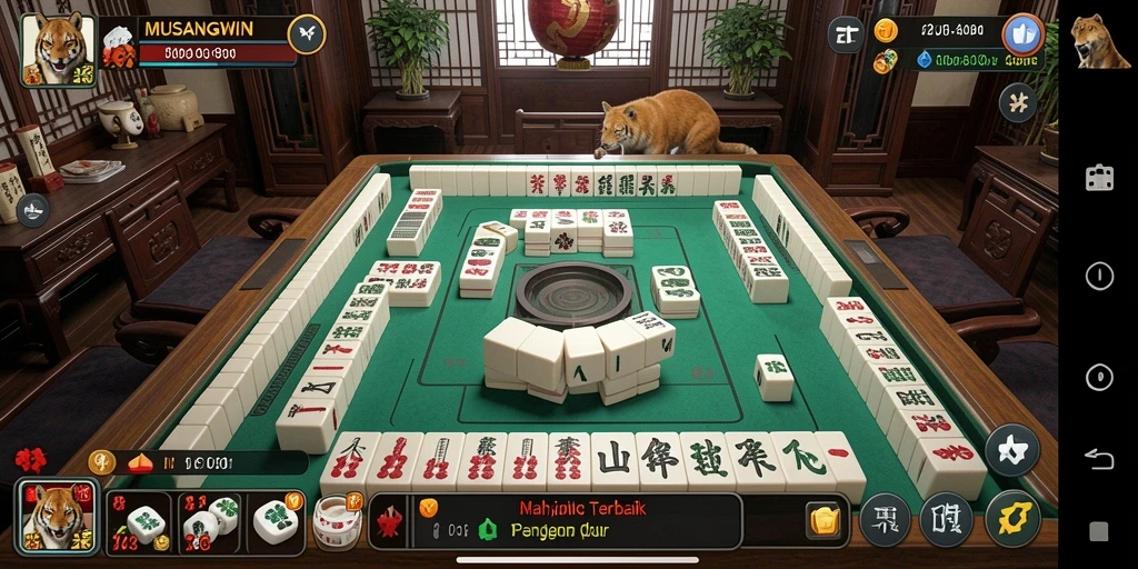 Tampilan menarik dari gameplay Mahjong dalam MUSANGWIN.