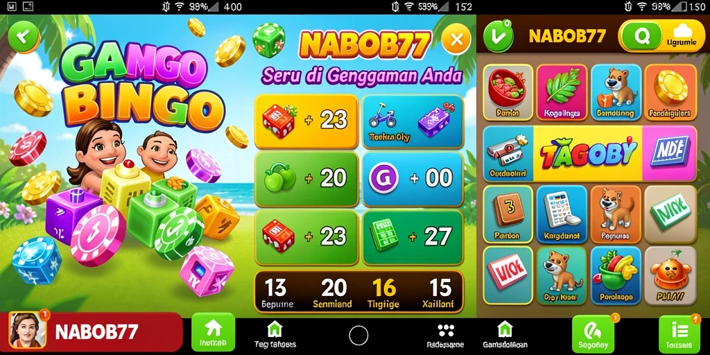 Screenshot gameplay NABOB77 yang menampilkan suasana Bingo yang seru.