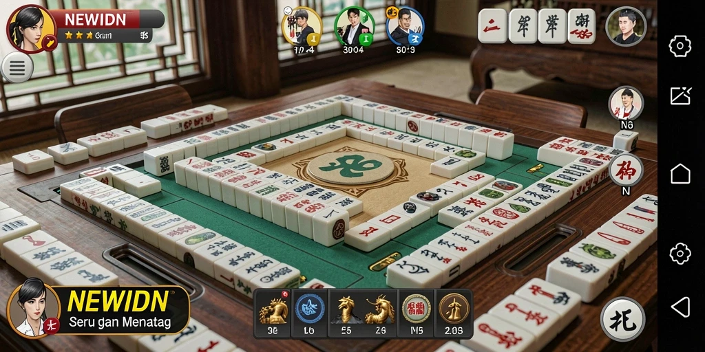 Screenshot gameplay Mahjong di NEWIDN menampilkan suasana permainan yang seru.