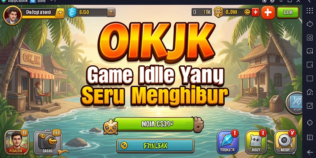 Tampilan gameplay OKJK dengan aksi karakter yang mengumpulkan sumber daya.