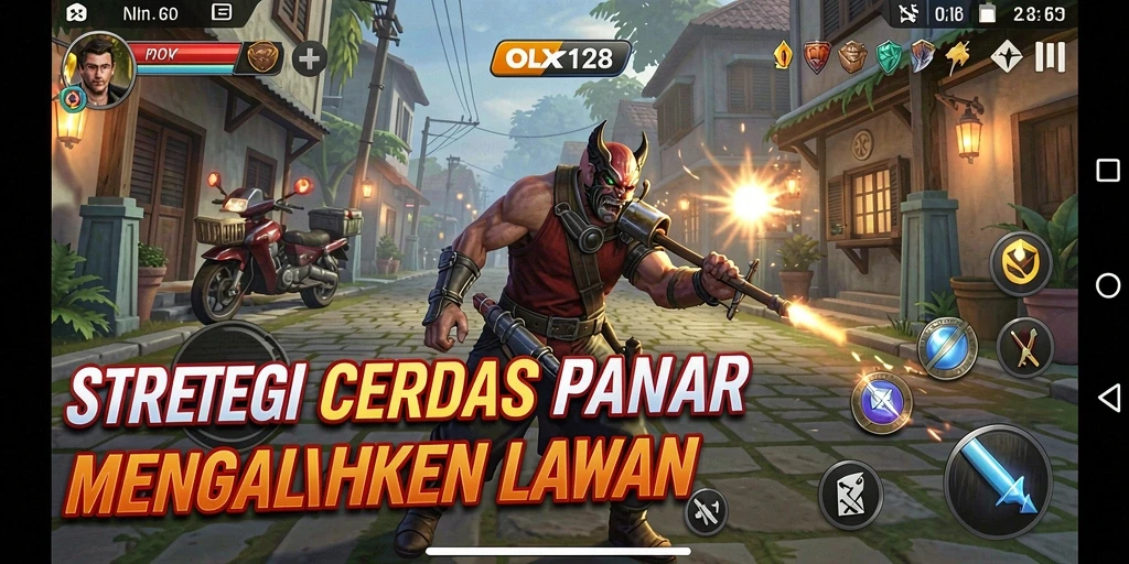 Screenshot gameplay OLX128 dengan menampilkan aksi strategi yang mendebarkan.