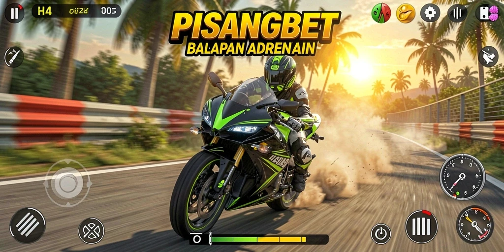 Tampilan gameplay PISANGBET dengan aksi balapan yang seru.