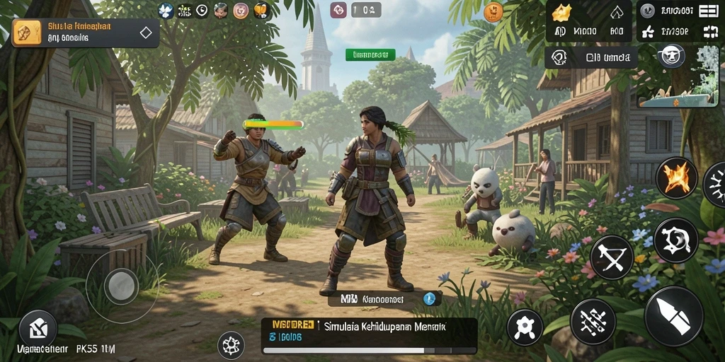 Tampilan gameplay RK55 dengan berbagai interaksi menarik.