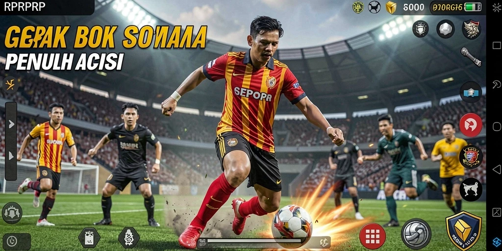 Tampilan gameplay RPRPRP yang menarik dan penuh aksi sepak bola.