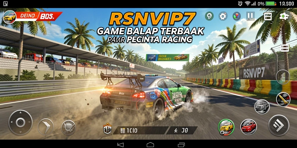 Screenshot utama RSNVIP7 menampilkan aksi balap mendebarkan.