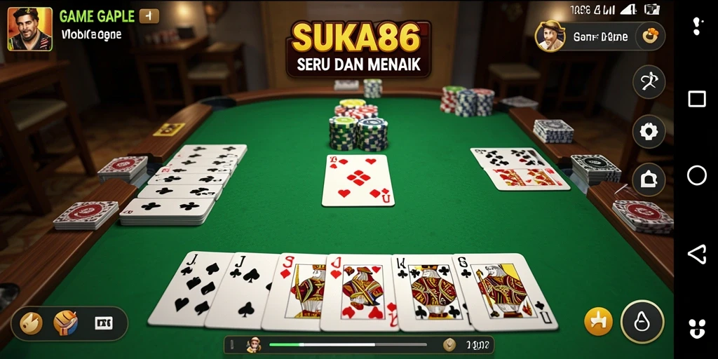 Screenshot gameplay SUKA86 menunjukkan suasana seru permainan Gaple.
