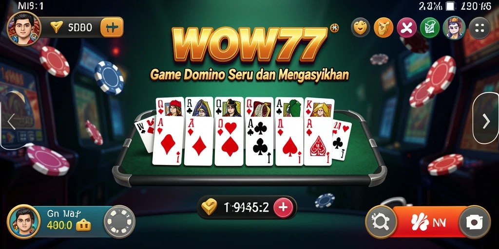 Screenshot gameplay WOW77 yang menampilkan serunya permainan Domino.